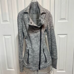 Market & Spruce Women's Gray Moto Knit Jacket Size M Zip Cuffs Casual